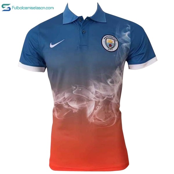 Polo Manchester City 2017/18 Azul Naranja